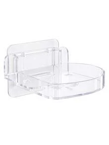 1pc Transparent Monitor Storage Rack, No-Drill Wall-Mounted Shelf, Office Storage Rack, Kitchen Storage Rack, Bathroom Storage - Clear - View 8