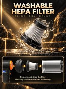 Q3 Penyedot Debu & Peniup Nirkabel Portabel Serbaguna, Hingga 110.000 RPM, 4 Kecepatan yang Dapat Diatur, Lampu LED & Tampilan Persentase Baterai, Pengisian Daya USB, Dilengkapi dengan 5 Nozzle dan Komponen Penyedot Debu yang Dapat Dilepas, Cocok untuk Interior Mobil, Pembersihan Keyboard dan Sofa, Pengisian Angin, Pendinginan, dan Lainnya - Wireless - View 7