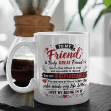 To My Friend Coffee Mug, Irreplaceable Best Friend Inspirational Quote Printed Ceramic Cup, Heartfelt Friendship Gift For Bestie Birthday Holiday Present - Multicolor - View 9