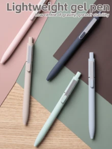 Morandi Skin Tone Neutral Pen, Quick-Dry Dual Ballpoint CS Tip, Retractable - Black Ink Refill - View 5