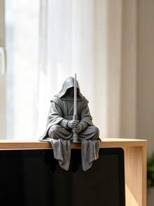 Patung Penjaga Berkerudung Tanpa Wajah Cetak 3D untuk Rak Buku/Rak Dinding/Tepi Monitor, Desain Jubah Abstrak Orisinal, Figur Tanpa Wajah dengan Kaki Terentang, Pelindung Meja Meditasi Sci-Fi, Dekorasi Minimalis untuk Kantor, Ruang Belajar, Ruang Bermain Game, Hadiah Kreatif untuk Pria - Patung Penjaga Bertudung Tanpa Wajah yang Duduk - View 6