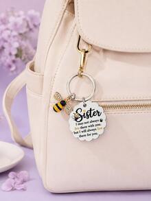 1 buah/3 buah Gantungan Kunci Sister Bee, Gantungan Tas Bergelombang dengan Pesan "Always Bee There For You", Hadiah Thanksgiving dan Natal untuk Saudari, Aksesori Tas - MultiWarna - View 5