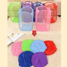 1pc Foldable Portable Mesh Laundry Basket, Home Dirty Clothes Storage Bin/Organizer, Toy And Miscellaneous Items Storage Rack, Bathroom Hanging Storage Basket - Multicolor - View 9