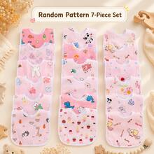 7pcs Random Pattern Pink Blue Yellow Baby Bibs, Cute Drool Bibs For Newborns - Multicolor - View 13