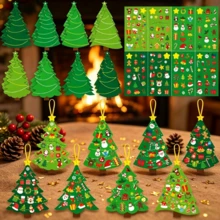 18/36/72pcs DIY Christmas Tree Decoration Set, Handmade Christmas Tree Hanging Ornament Kit, Self-Adhesive Paper Art Activity, Perfect For Winter Christmas New Year And Other Holiday Party Gifts, Random Color And Style Shipped - Multicolor - View 6