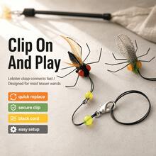 2pcs Realistic Fly Cat Teaser Toy Replacement Heads (Suitable For 2-16 Lbs Cats), Fly Body Length Approx. 3cm/1.18in, With Black Long Rope. Realistic Fly Design, Red/Orange Big Eyes + Feather Wings + Slender Legs, With Colorful Beads And Lobster Clasp. The Long Rope Swings And The Fly Dances Lively, Stimulating Cat's Hunting Instinct, Interactive Cat Teasing And Self-Entertainment, Compatible With Most Cat Teaser Toys. - Multicolor - View 6