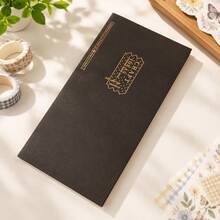 1本釋紙貼紙收納書，復古金箔深棕色封面TN手帳補充相簿，適用和紙膠帶收藏、日記剪貼簿DIY手工藝 - 棕色離型紙 - 查看 8