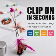 Random Color 5pcs Cat Teaser Stick Replacement Heads (Suitable For 2-16 Lbs Cats), Feather Fly Design, Plush Body + Feather Wings, With Colorful Bell And Rotating Lobster Clasp. Feathers Flutter + Bell Sounds When Shaken, Stimulating Cat's Hunting Instinct, Multi-Color Random Shipment, Interactive Cat Teasing For Self-Entertainment And Boredom Relief, Compatible With Most Cat Teaser Sticks. - Multicolor - View 5
