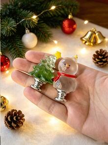 2pcs Creative Cute Snowman Christmas Tree Toilet Flush Button Stickers - Toilet Tank Button Aid Tool - Protect Nails/Long Nails - Bathroom Accessories & Holiday Decor - Christmas Theme - Multi-color - View 3