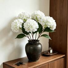 2pcs Artificial Hydrangea Flowers, Suitable For Wedding, Bridal Bouquet, Home And Room Decor, Autumn Style, Halloween, Party, Bedroom, Bathroom, Tabletop Display, Outdoor Scene, Back To School Theme, Wall Decor And Office - White - View 1