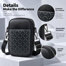 HOVI'S Men's Crossbody Bag, Vertical Small Shoulder Messenger Phone Purse With Adjustable Wide Strap, Large Capacity Multi Partition Zipper Side Pouch - Black - View 2