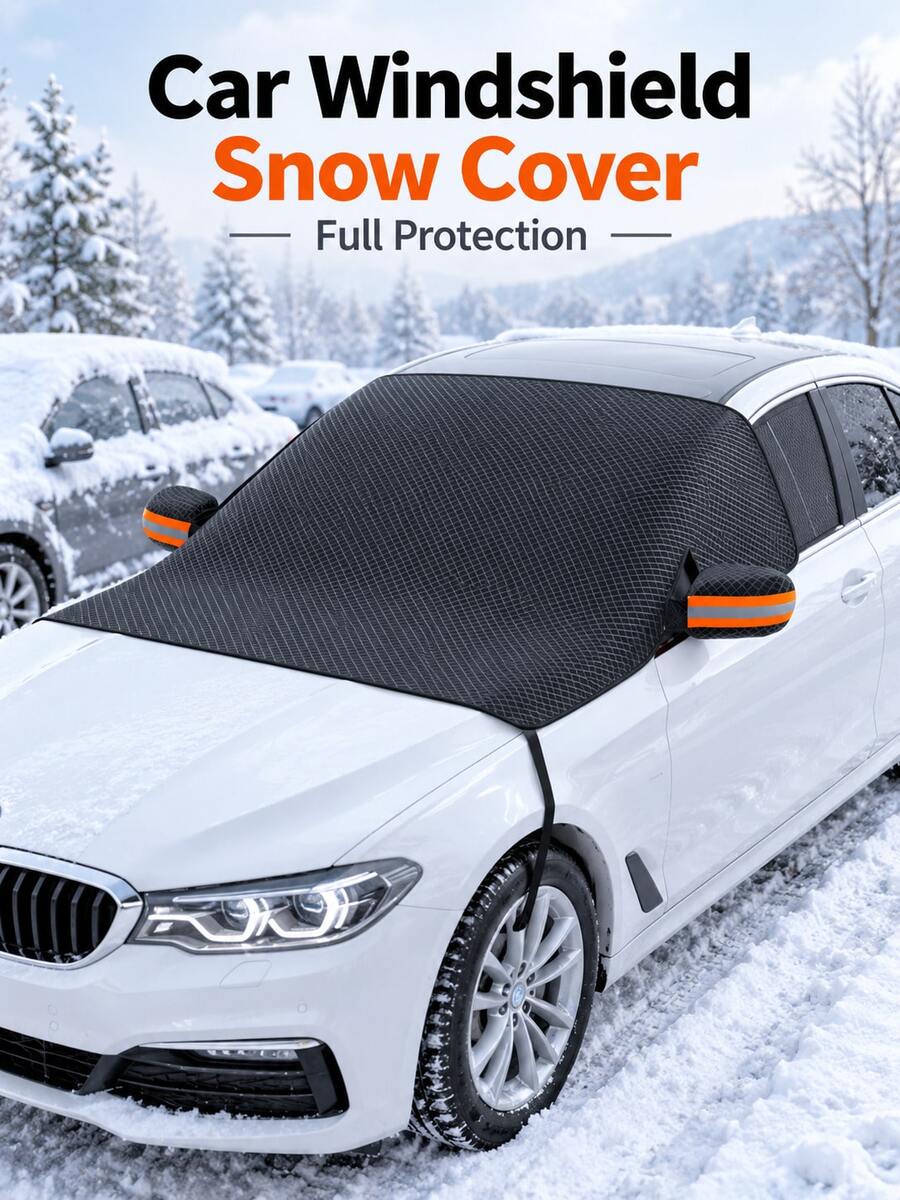 Thickened Magnetic Car Snow/Sun Shade Cover (Semi-Cover Style) For Windshield And Roof; Provides Protection Against Snow And Frost; Suitable For Most Vehicles.