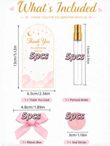 10sets DIY Baby Shower Gifts For Guest Empty Mini Perfume Bottles Party Favor Little Princess Party Guest Gifts Birthday Girl Gender Reveal Decorations Thank You Cards Pink Bow Baby Footprint Stickers - Multicolor - View 11