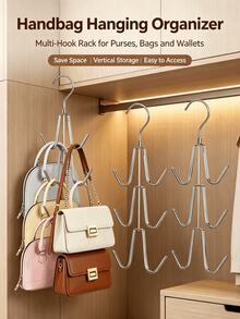 Multi-Layer Metal Hanging Handbag Storage Rack, Closet Organizer With Multiple Hooks, Suitable For Handbags, Belts, Ties And Shoulder Bags, Vertical Design Maximizes Closet Space, Prevents Handbag Deformation - Multicolor - View 1