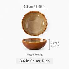 1pc Vintage Kiln-Glazed Ceramic Tableware Set, Wavy Edge Plate, Bowl, Mug, Home Restaurant Retro Dining Tableware - Brown - View 15