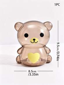 1pc Heart Pattern Bear Design Piggy Bank, Cartoon Cute Coin Box, Home Decor - Multicolor - View 4