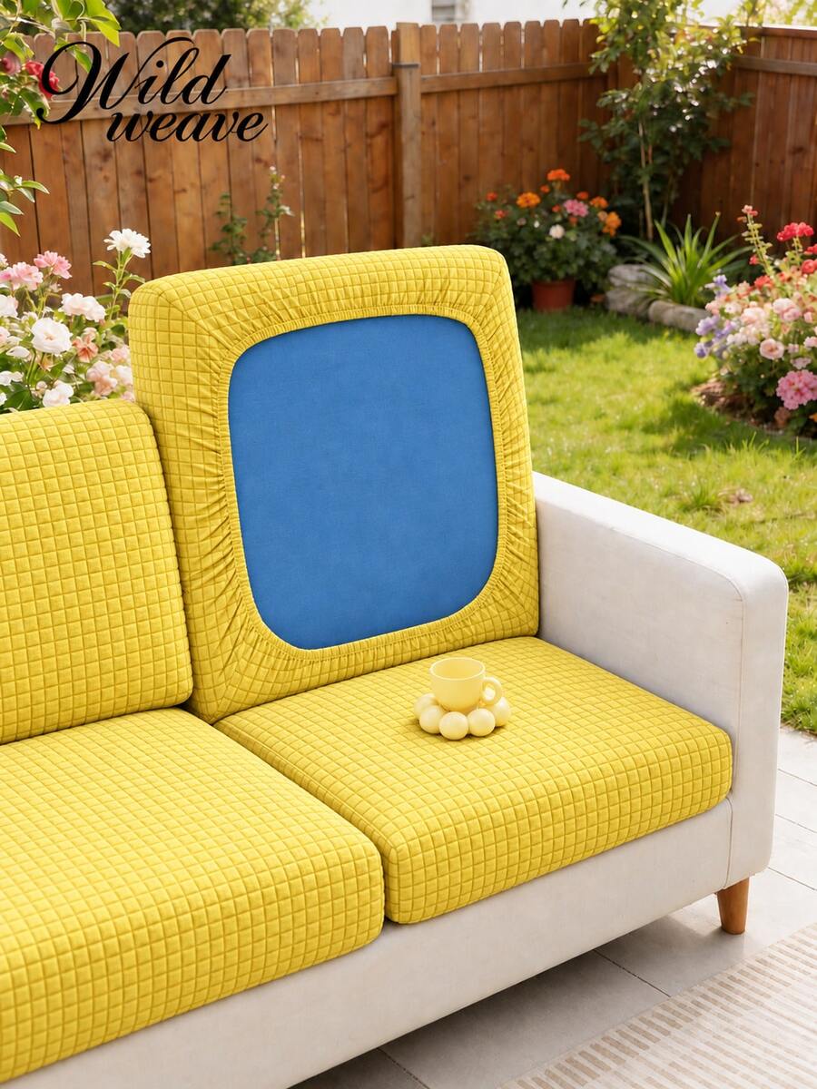 1pc Solid Color Fleece Sofa Cover, Summer Casual High Elasticity Dust-Proof Removable Washable All-Season Sofa Slipcover, Suitable For Patio, Garden And Multiple Occasions, Single Piece Not Set Sofa Protector