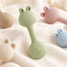Cute Rabbit Rattle Toy, Bendable Non-Slip Handle With Multi-Texture, Sensory Development Aid, Easy To Clean, Parent-Child Interaction & Stress Relief Toy, Newborn Gift - Multicolor - View 4