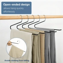 1/10pcs Stainless Steel Z-Shaped Pants Hanger, Multi-Purpose, Space-Saving, Multi-Functional, Suitable For Closet Organization, Pants, Jeans, Scarves, Wardrobe, Bedroom Storage, Keep Your Closet Neater, Autumn Closet Decor, Clothing Storage Rack - Multicolor - View 5