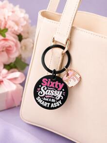 1pc/3pcs 60th Birthday Keychain For Women, Sixty Sassy Black Bag Charm With Pink Cake Pendant, Milestone Keepsake, Birthday And Christmas Gift - Multicolor - View 5