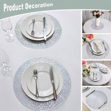 1/4/6/8/12pcs 15 Inch PVC Silver Round Placemats, Fireworks Pattern, 15 Inch Washable Placemats Suitable For Dining, Events, Banquets, Weddings, Bridal Showers, Daily Home Use - Silver - View 5