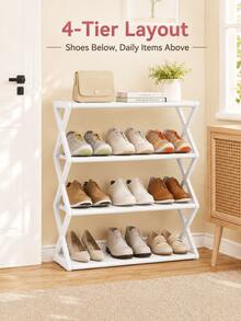 Multi-Layer Shoe Rack With Dust Cover, Space-Saving Freestanding Shoe Storage Organizer, Compact Storage Rack Suitable For Entryway, Dorm, Apartment, Bedroom And Closet, Easy Assembly Shoe Cabinet, Suitable For Sneakers, Slippers And Daily Home Storage And Organization - Multicolor - View 3