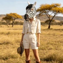 1pc Halloween Party Realistic Zebra Latex Mask, Full Face Animal Head Cover With Mane, Funny Costume Prop For Halloween Party And Masquerade - Multicolor - View 2