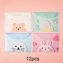 Cute Cartoon Snap Button PVC Folder Pencil Case Office Information Bag Student Stationery - Multicolor - View 8