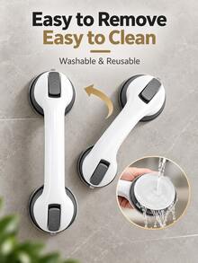 2pcs Bathroom Grab Bars, Strong Suction Cup No-Drill Shower Bathtub Toilet Support Handles, Elderly Assist Standing Support, Removable Home Bathroom Grab Bars - Multicolor - View 9