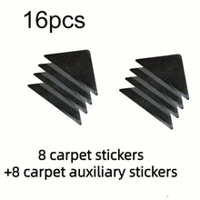 16pcs Reusable And Washable Non-Slip Carpet Grippers With Double-Sided Tape, Anti-Slip Carpet Stickers, Home Decor - Carpet Stickers (8pcs Carpet Stickers + 8pcs Auxiliary Stickers) - Black - View 11