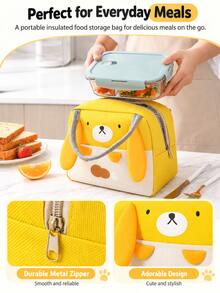 1pc Baby Cartoon Animal Insulated Lunch Bag, Baby Food Storage Bag, Portable Handheld Travel Bag - Multicolor 1 - View 6
