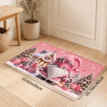 1PC Christmas Pink Gnome Faux Cashmere Kitchen Mat Floor,Soft Quick-Dry Anti-Slip Easy-Care, Christmas Decor Home, Kitchen Decor And Accessories, Christmas Decrations, Room Decor, House Decor, Entryway Rug, Christmas Gift, 2PCS Set - Multicolor - View 8
