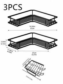 4/3/2 Pieces Set Of Punch-Free Stainless Steel Bathroom Storage Rack, Corner Shower Rack, Wall-Mounted Adhesive Shower Storage Rack, Shower Gel Rack, Shampoo Rack, Soap Rack - Bathroom Storage Rack Set - View 2