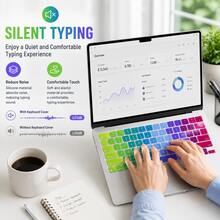 1pc Multi-Color American Layout English Keyboard Skin Compatible With MacBook Air 13.6"/15.3" (M5 M4 M3 M2 M1) 2021-2026 & Pro 14"/16" (M5 M4 M3 M2 M1) 2021-2026, Neo 13" A18 Pro A3404 (512G) With Touch ID, Silicone Keyboard Protector - ANSI Layout (US Version) - View 9