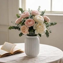 1pc White Plastic Vase, Premium Ins Style Decorative Flower Arrangement Dried Flower Holder - A - View 3