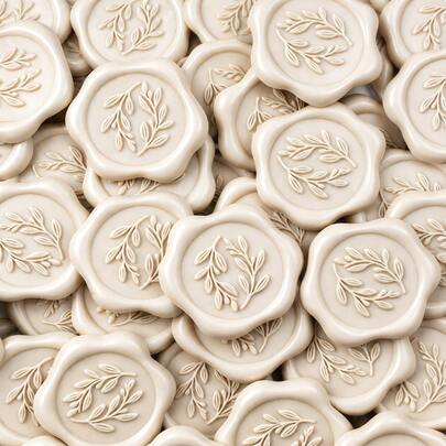 20 piezas de pegatinas de sello de cera con rama de olivo, pegatinas autoadhesivas de color beige para invitaciones de boda, sobres, tarjetas de felicitación, envoltorios de regalo & decoración de fiestas