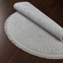 Modern Ivory Area Rug For Living Room | Soft Minimalist Contemporary Carpet Made In Turkey - Light Grey - View 3