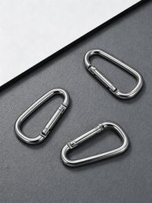 5pcs Men's D-Shaped Spring Keychains Metal Carabiner DIY Handmade Pendant Sports Water Bottle Clip Hiking Buckle Gift For Boyfriend - Silver - View 1