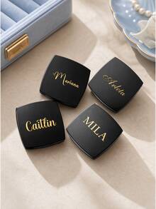 Personalized Engraved Compact Mirror, Matte Black Pocket Makeup Mirror, Dual Magnification, Bridesmaid Gift - Multi-color Square Makeup Mirror - View 3