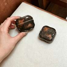Vintage Brown Gradient Bluetooth Earphone Protective Case, Compatible With Mainstream Wireless Bluetooth Earphones, Made Of High Transparency TPU Soft Shell Material, Using Ink Gradient Printing Process To Create A Vintage Mottled Texture Similar To Amber Tortoiseshell, Deep And Light Brown And Black Blended Together, Full Of Premium Vintage Feel. - Brown - View 8