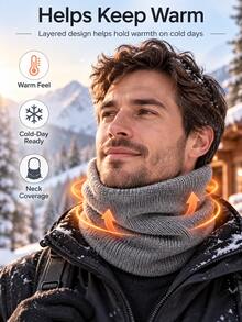 Classic Knitted Fabric Fleece Lined Neck Warmer, Plush Lining Ribbed Texture, 4 Colors Available, Unisex Pullover Scarf, Suitable For Cycling, Running, Hiking, Commuting, Skiing, Outdoor Sports, Cold Weather, Holiday Gifts, Winter Daily Wear - Multicolor - View 4