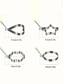 4pcs/1pc Stainless Steel Egg Pancake Molds, Flower, Heart, Star And Round Shapes, Suitable For Breakfast, Pancakes, Omelets And Sandwiches, Reusable, Suitable For Frying Pan, Kitchen And Bento Box - Multicolor - View 5