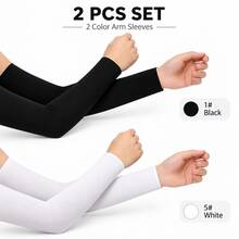 2 Pairs Solid Color Bohemian Sleeve Covers, Modal Elastic Arm Warmers For Vacation And All Seasons - A - View 15
