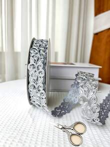 1 Roll Vintage Gold Hollow Lace Decorative Ribbon, Suitable For Scrapbooking, Gift Wrapping And Home Decor, Party Tableware Decoration, Envelope Sealing, Gift Packaging, Clothing Sewing And DIY Decoration - 18m Version - View 8