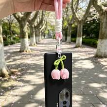 1pc Tulip Knitted Pendant Phone Lanyard Wrist Strap, Creative Handheld Anti-Loss Anti-Drop Portable Bracelet, Woven Design, Soft Detachable, Suitable For DIY Phone Lanyard And Phone Case Decoration, Perfect Gift For Friends/Bag Charm - Multicolor - View 8
