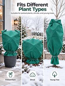 Winter Plant Protection Cover With Side Zipper And Drawstring Bottom, Wide Opening Garden Plant Sleeve For Potted Shrubs, Trees And Backyard Winter Landscape Decor, Seasonal Outdoor Yard Accessory - Multi-color - View 7