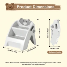 UBRAVOO 3 Tier Toddler Step Stool With Handles, Foldable Kids Learning Tower For Kitchen Counter, Cute Bear Potty Training Toilet Chair, Grey - Blue - View 2