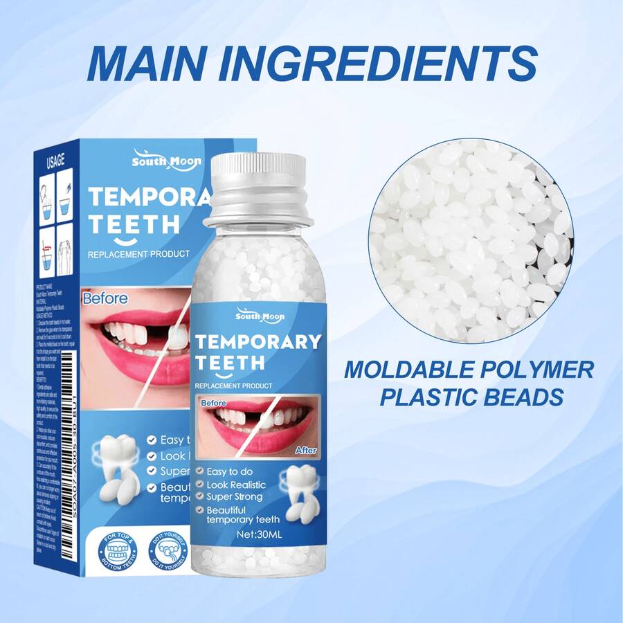 Non-Adhesive Silicone-Based Dental Decor, Moldable Temporary Beads - White - View 1