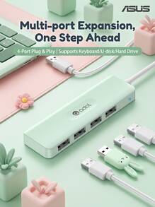 ASUS HA402 USB 分線器，USB 擴充塢轉換器，USB 2.0，小巧便攜，高性能晶片，即插即用，適用於桌上型電腦、筆記型電腦 - 查看 10