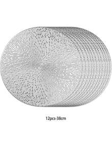 1/4/6/8/12pcs 15 Inch PVC Silver Round Placemats, Fireworks Pattern, 15 Inch Washable Placemats Suitable For Dining, Events, Banquets, Weddings, Bridal Showers, Daily Home Use - Silver - View 11